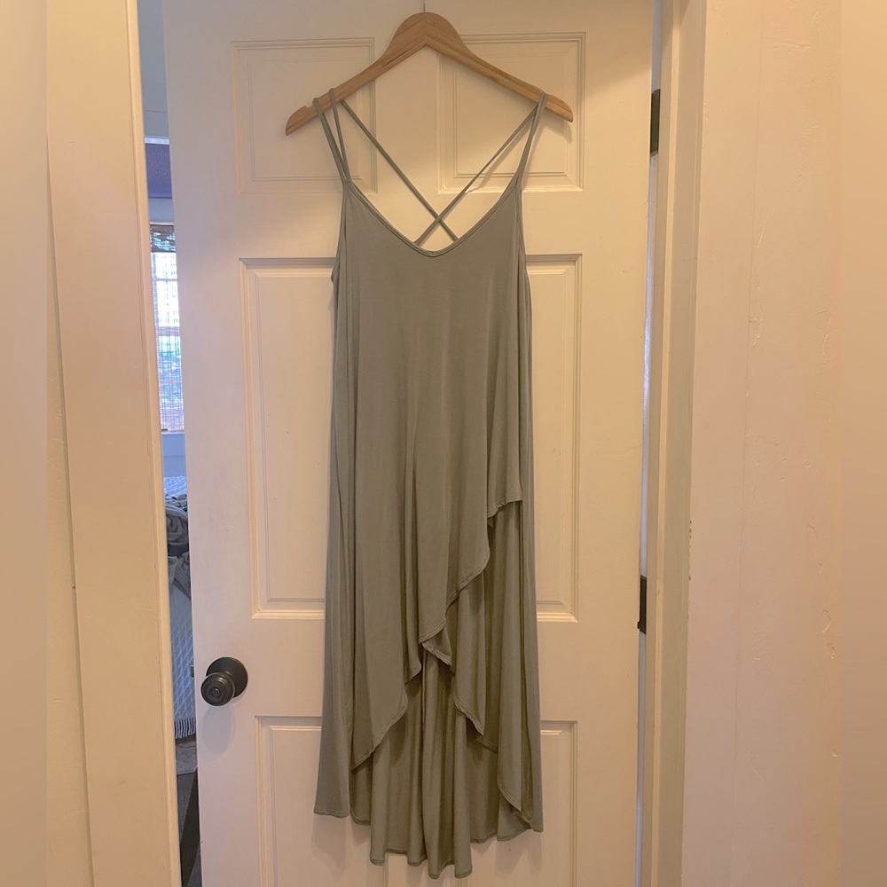 Soft Comfy Green hi-low Dress SZ M